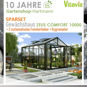 Vitavia Gewächshaus Zeus Comfort 10000 ESG/HKP 258x391 schwarz + 100€ Zubehör !